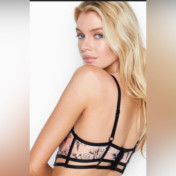 Victoria Secret Very Sexy Luxe Rose Bra Quarter Cup Crisscross Cutouts 34DDD 34F - Picture 3 of 13